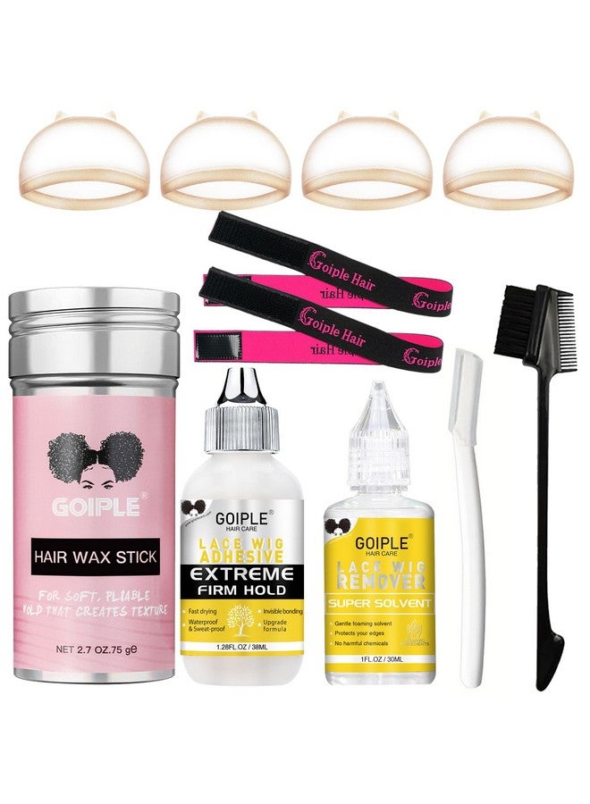 جويبل طقم غراء شعر مستعار دانتيل، طقم غراء دانتيل أمامي للشعر المستعار، غراء تثبيت قوي للشعر المستعار وأنظمة الشعر، ربط غير مرئي، غراء شعر لاصق للشعر المستعار، مزيل للشعر المستعار، عصا شمع للشعر، شريط حافة، شفرة حلاقة وغطاء شعر مستعار عالي الدقة - Image 1