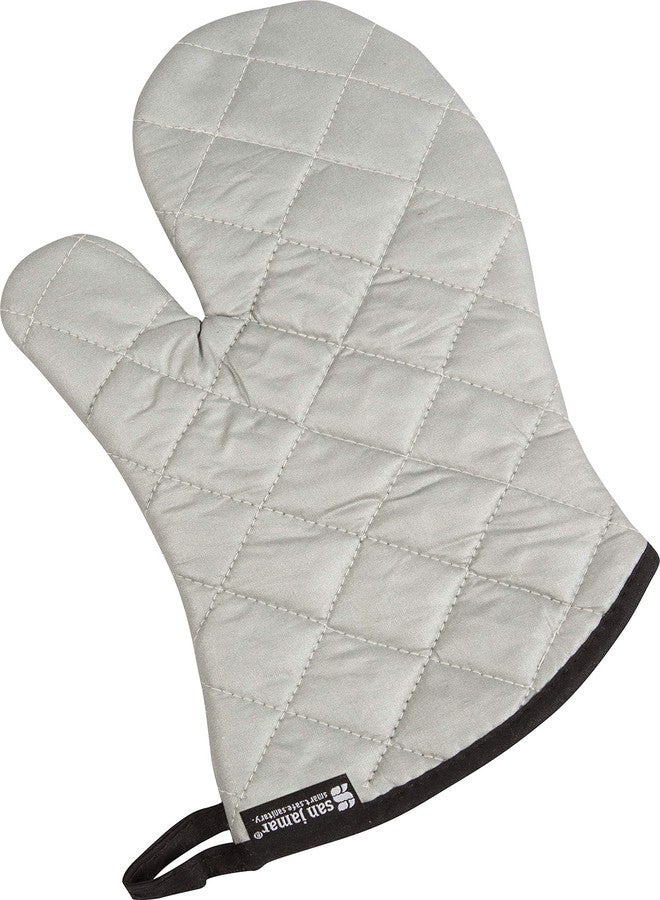 San Jamar 801SG15 Silicone Temperature Protection Oven/Freezer Mitt, 15" Length, Silver - Image 1