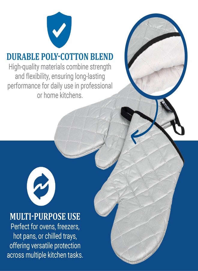 San Jamar 801SG15 Silicone Temperature Protection Oven/Freezer Mitt, 15" Length, Silver - Image 3