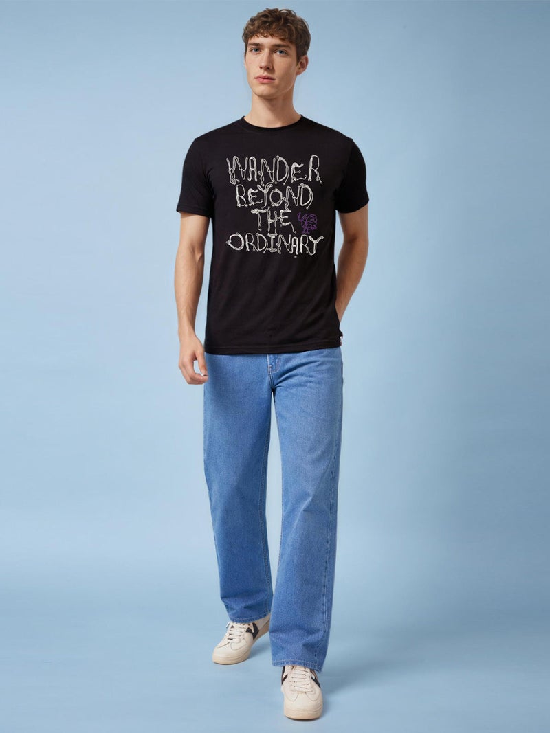 STATUS QUO Slogan Print Regular Fit Black T-shirt - Image 5