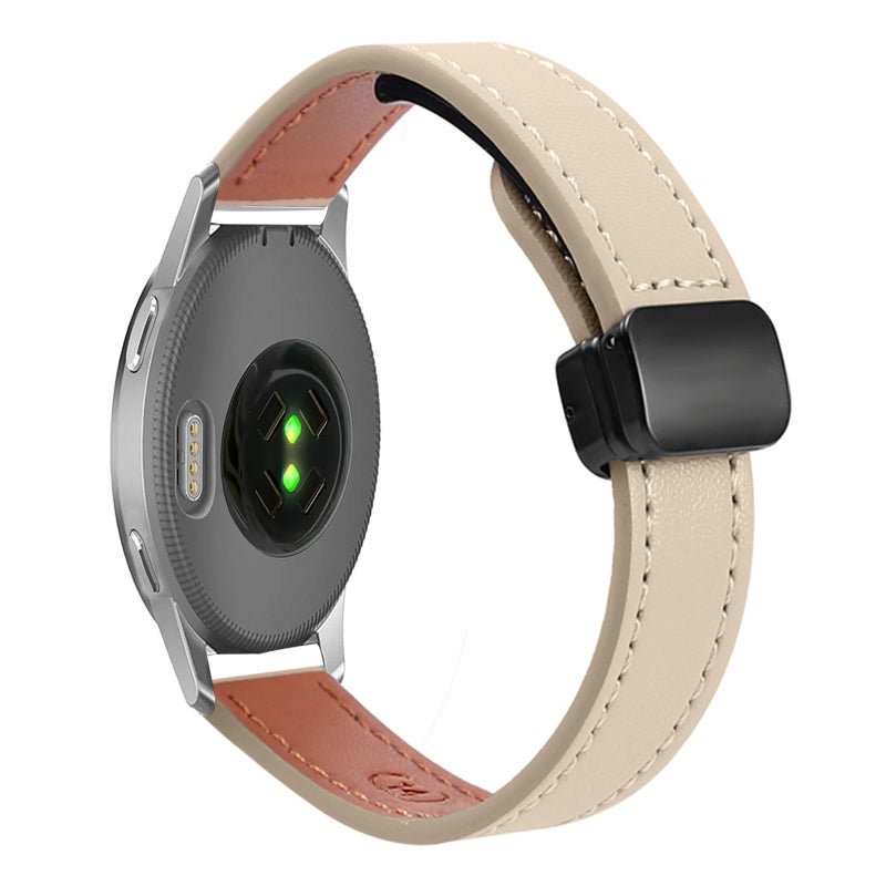S-TOP For Garmin Venu 2S 18mm Slim Magnetic Buckle Microfiber Leather Watch Band(Cream Apricot) - Image 1