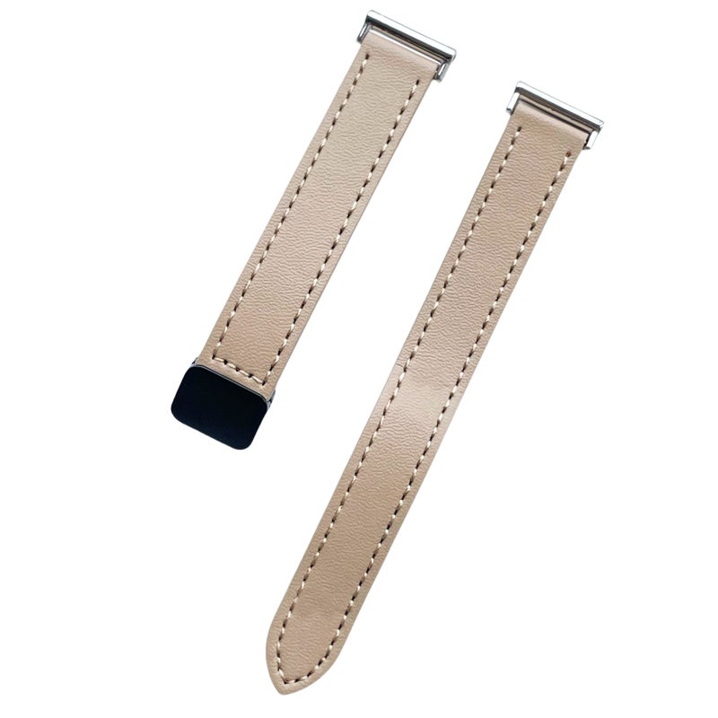 S-TOP For Garmin Venu 2S 18mm Slim Magnetic Buckle Microfiber Leather Watch Band(Cream Apricot) - Image 2