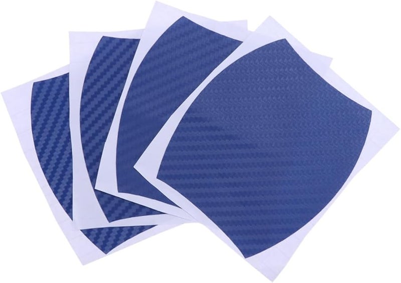 Blue Car Door Handle Scratch Protector Film 4 Pieces Carbon Fiber Style - Image 1