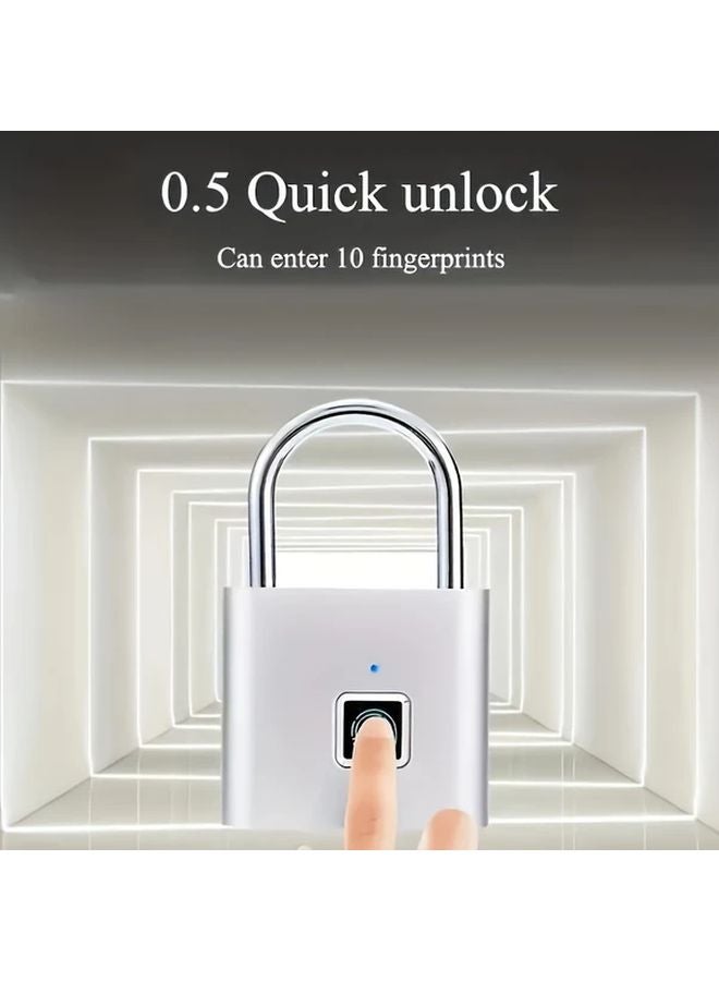 Black Portable Smart Fingerprint Padlock USB Charging Keyless Anti Theft Lock For Luggage - Image 4