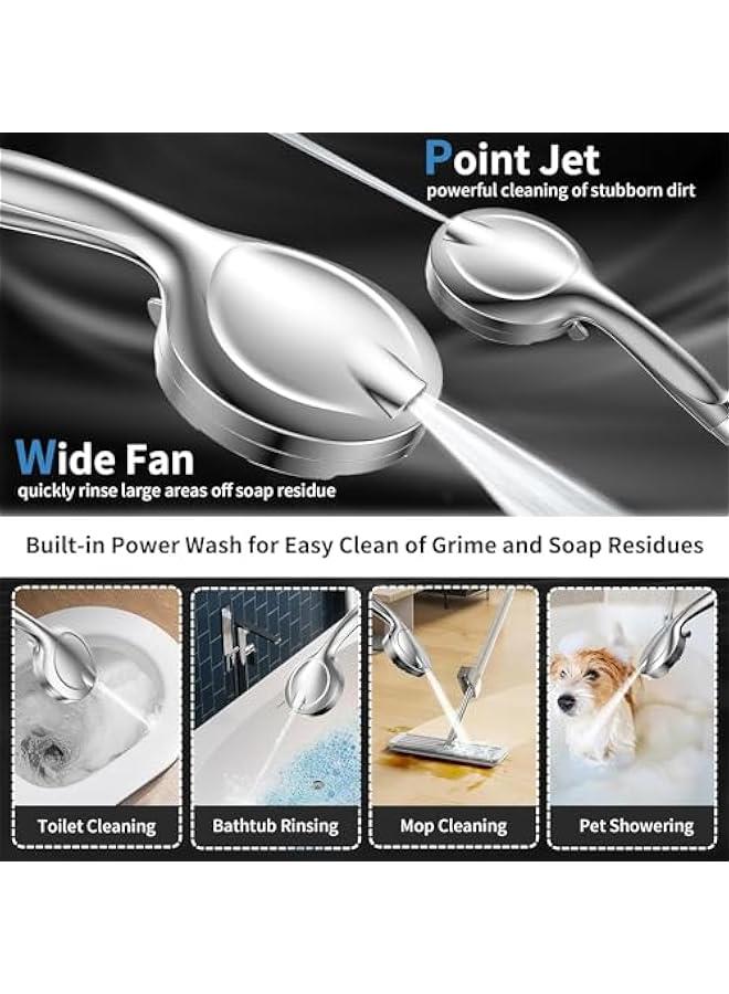 HOOKOR High Pressure Shower Head with Handheld, 8 Spray Settings + 2 Power Jet Modes Shower Heads, Handheld Shower Head with Hard Water Filter, to Clean Tub, Clean Corner,Tile & Pets - Image 4