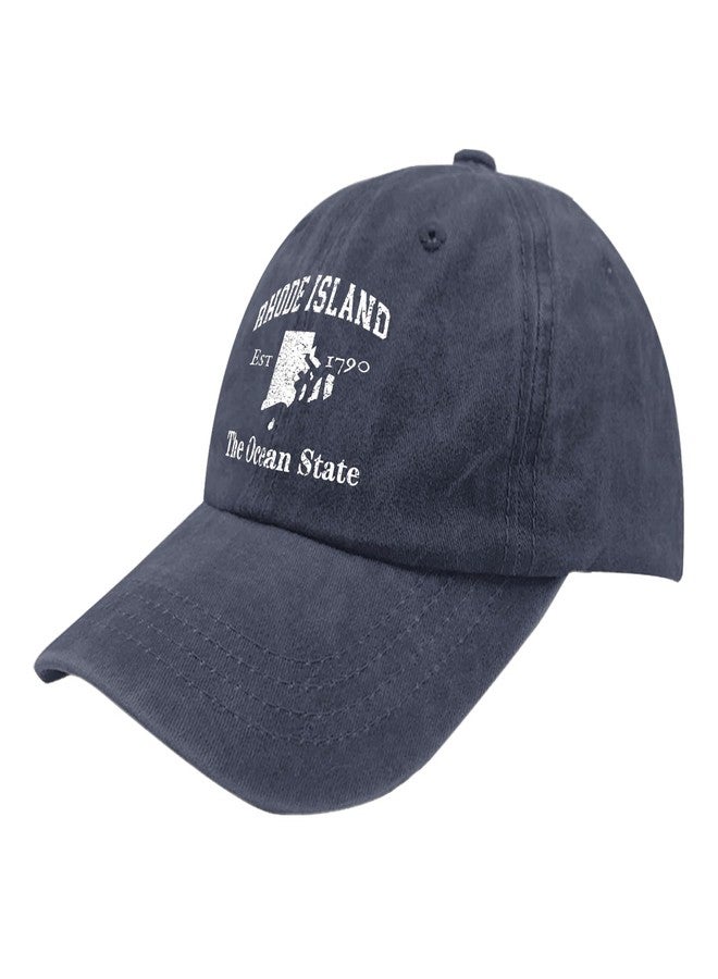 Paunook Rhode Island The Ocean State Trucker Hat Mesh Hat Navy Blue Men's Hats Gifts for Dad Hiking Cap - Image 2
