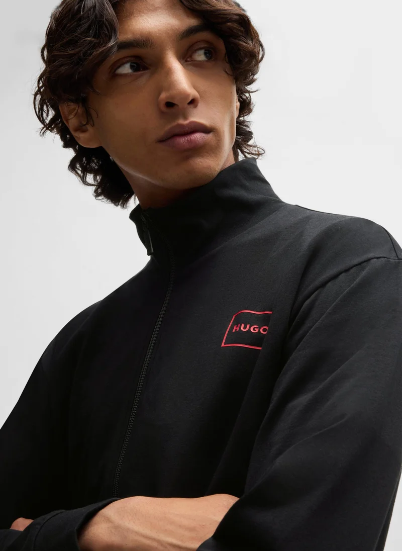 HUGO Relaxed-fit jacket in stretch cotton with frame logo