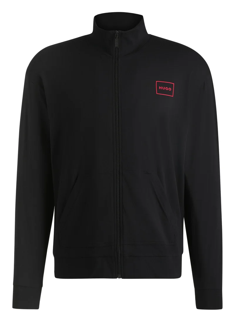 HUGO Relaxed-fit jacket in stretch cotton with frame logo