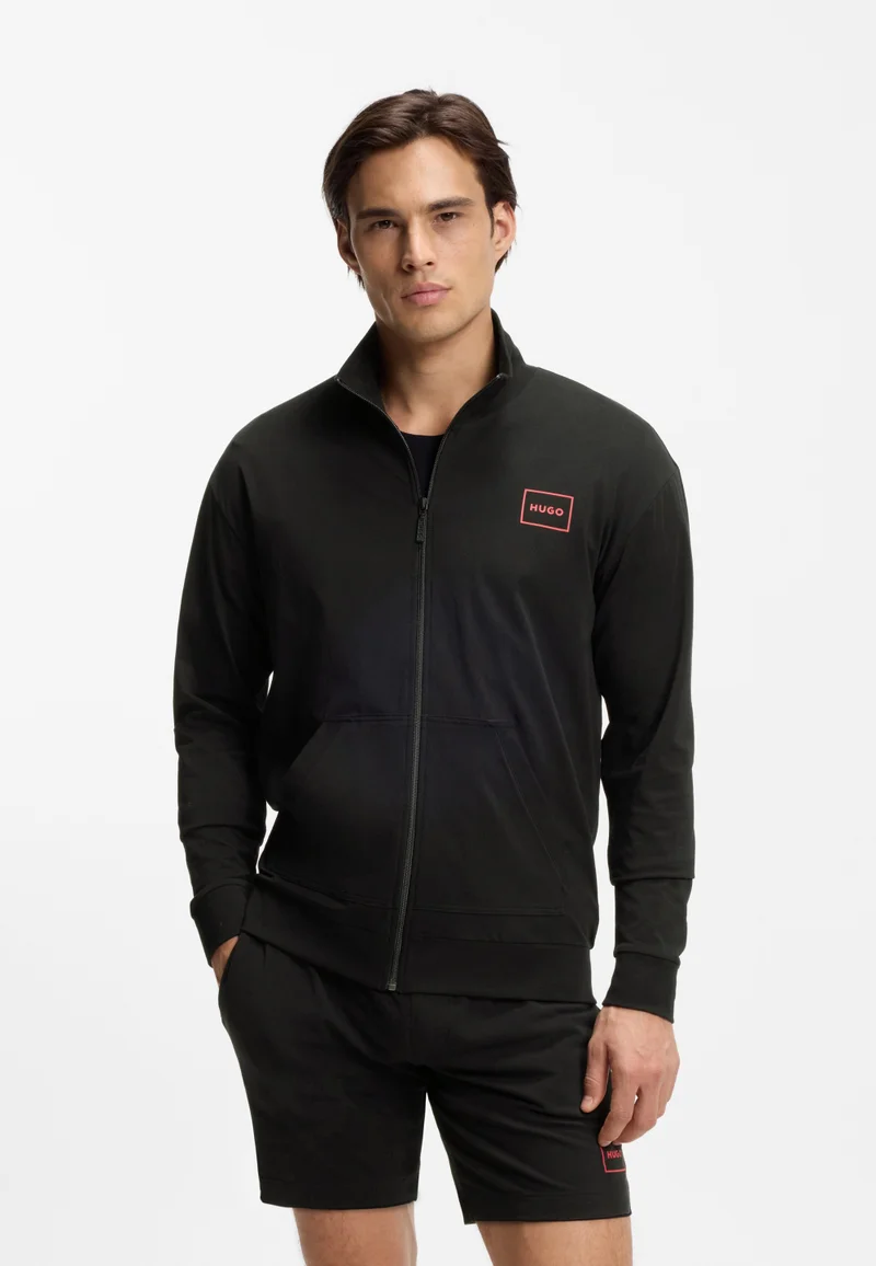 هوجو Relaxed-fit jacket in stretch cotton with frame logo