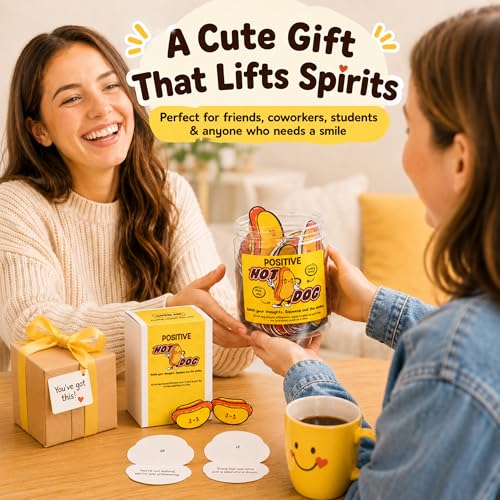 KATINAT Positive Hot Dog Jar, 60 Affirmation Cards, Funny Emotional Support Hot Dogs, Foodie Gifts for Friends, Coworkers, Teens, White Elephant Gifts for Adults, Christmas Gift 2025 - Image 2