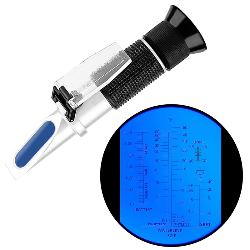 Hallocool Antifreeze Refractometer in Fahrenheit 4 in 1 Antifreeze Tester Coolant Refractometer Ethylene Propylene Glycol Refractometer for Antifreeze System Diesel Exhaust Fluid, Battery Acid - Image 1