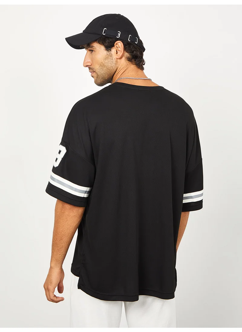 Styli Varsity Print Mesh Knit Oversized Tshirt