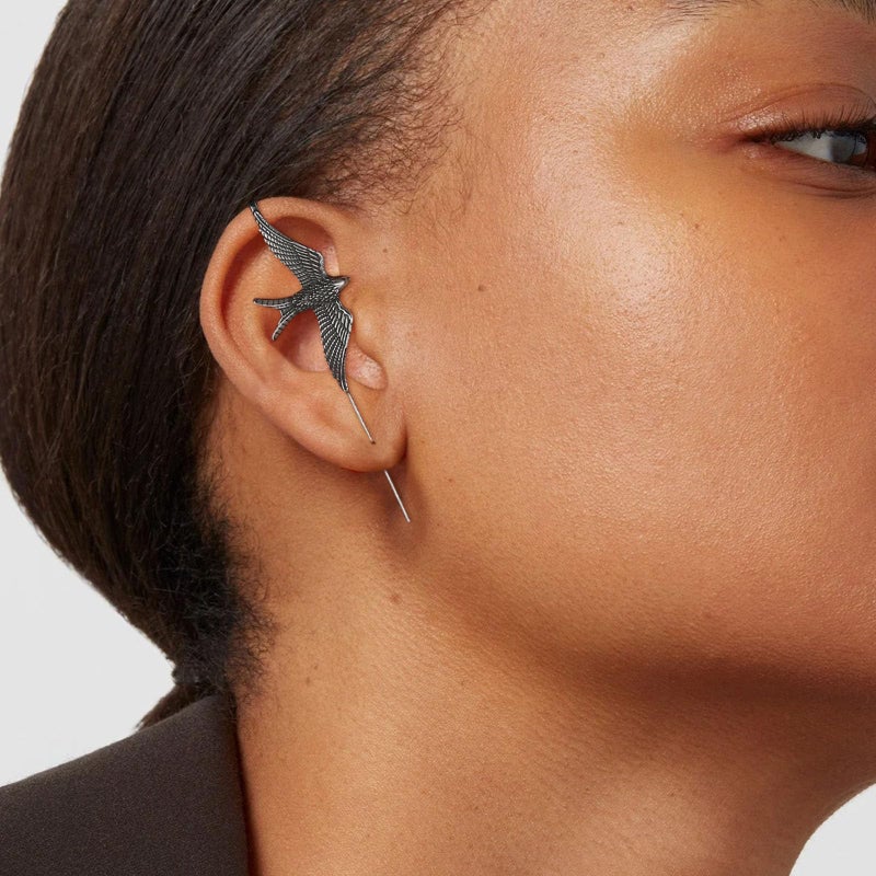 HZMAN Vintage Goth Earrings for Women Stainless Steel Animal Scissor Tailed Nighthawk Long Perforated Stud Earrings Gift - Image 2