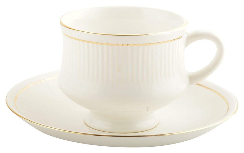 lvook White Gold Mona 110 Tea Coffee Cup Saucer Set 12 130 ml - Image 1