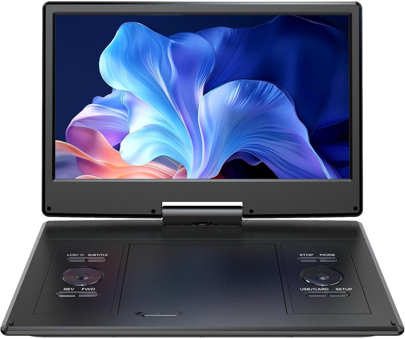 YOTON 16.9 Inch Portable DVD Player with 14.1 Inch HD Swivel Screen for Car, 4-6 Hours Playtime with Battery, Intelligent Memory Playback, USB/SD Support [Blu-ray Not Supported] - Image 1