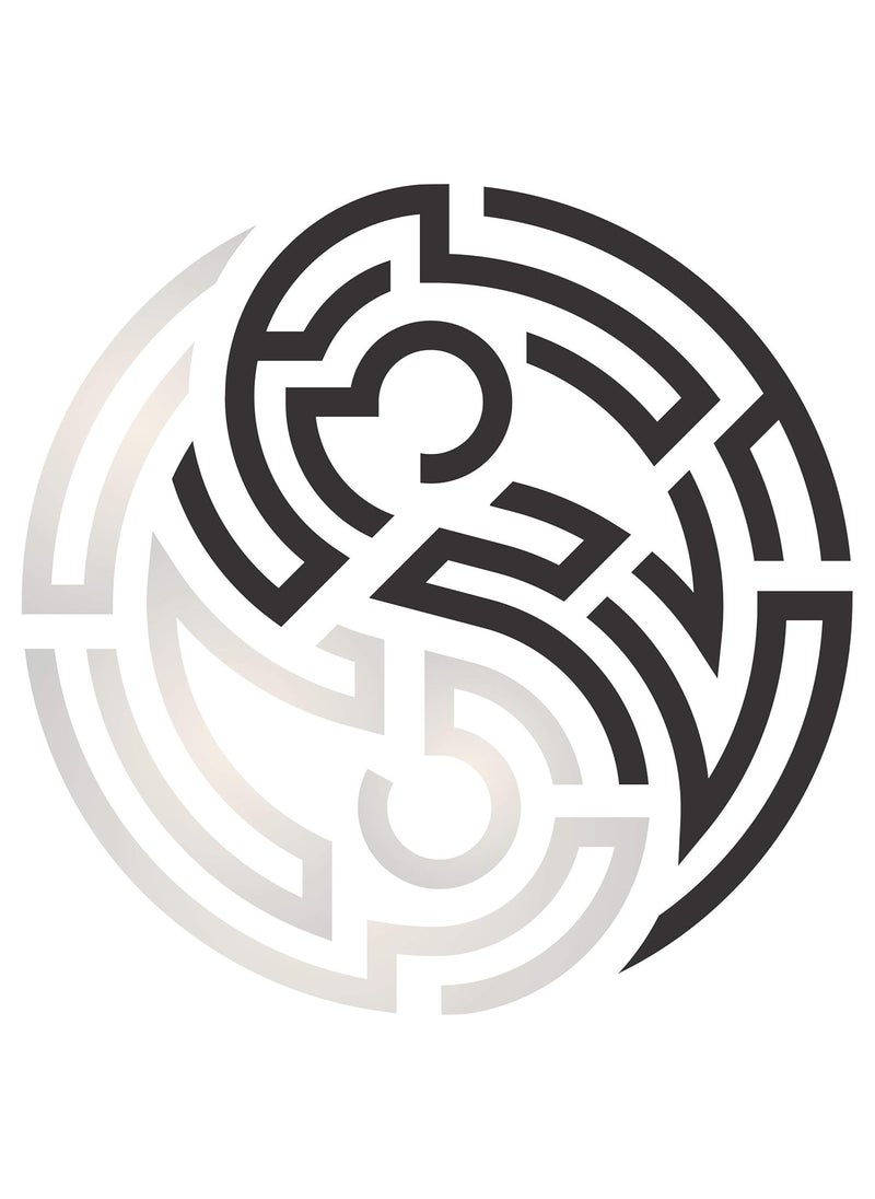 Usnyabni Yin Yang Maze Stencil - 3 x 3 inch (S) - Reusable Oriental Asian Chinese Sign Wall Stencil Template - Use on Paper Projects Scrapbook Journal Walls Floors Fabric Furniture Glass Wood etc.  - Image 1