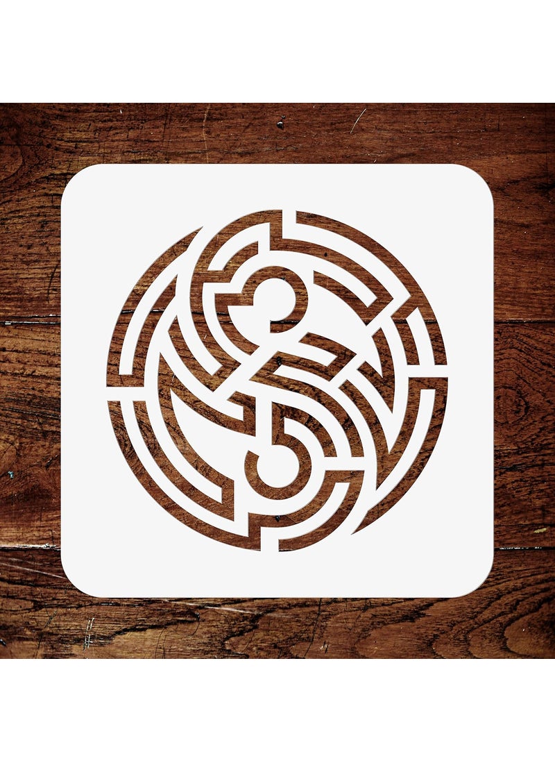 Usnyabni Yin Yang Maze Stencil - 3 x 3 inch (S) - Reusable Oriental Asian Chinese Sign Wall Stencil Template - Use on Paper Projects Scrapbook Journal Walls Floors Fabric Furniture Glass Wood etc.  - Image 2