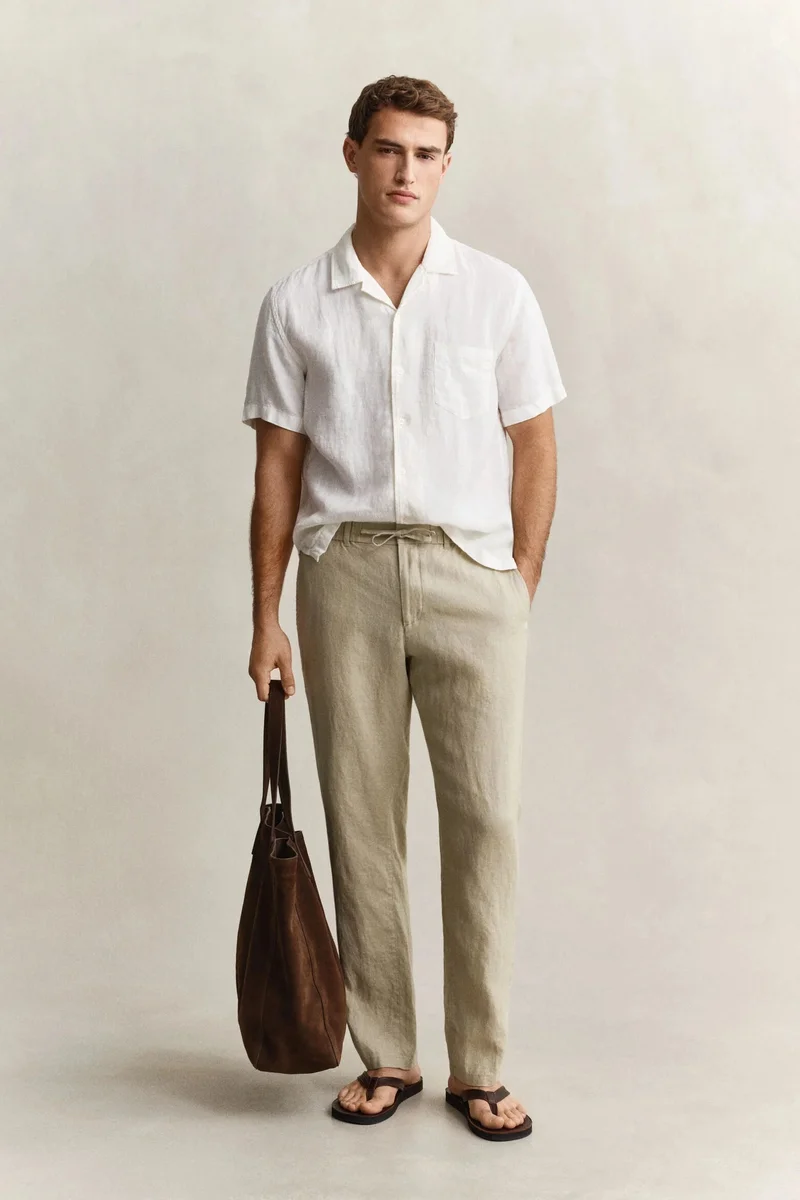 غانت Regular Fit Linen Drawstring Pants
