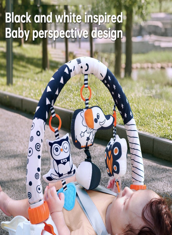 TUMAMA Baby Plush Arch Sensory Toys for Car Seat Stroller Crib Travel Baby Play Hanging Toys with Detachable Rustling Owl Rebound Elephant Rattle Butterfly for 0 Months and Up Brain Development - Image 5