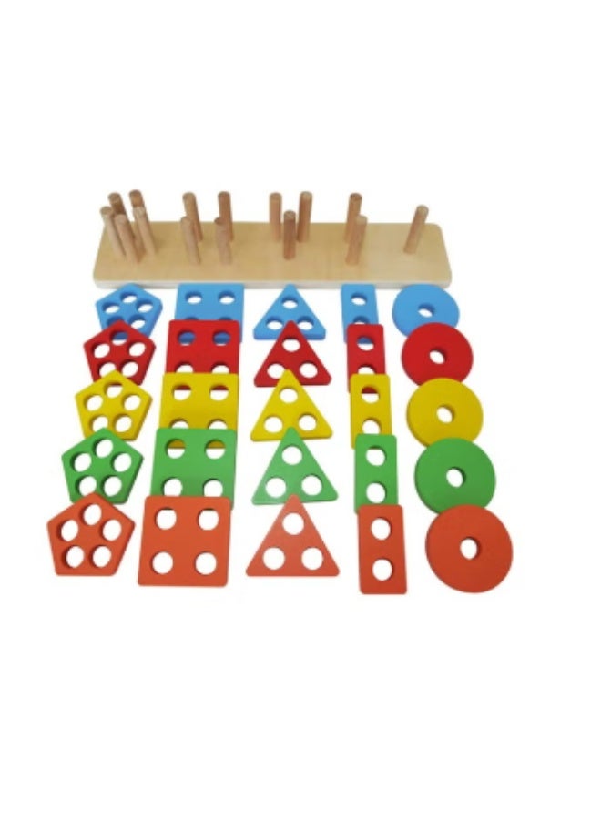 21 قطعة خشبية تعليمية شكل فرز لعبة الأطفال قبل المدرسة لعبة مجموعة للأطفال - Image 3
