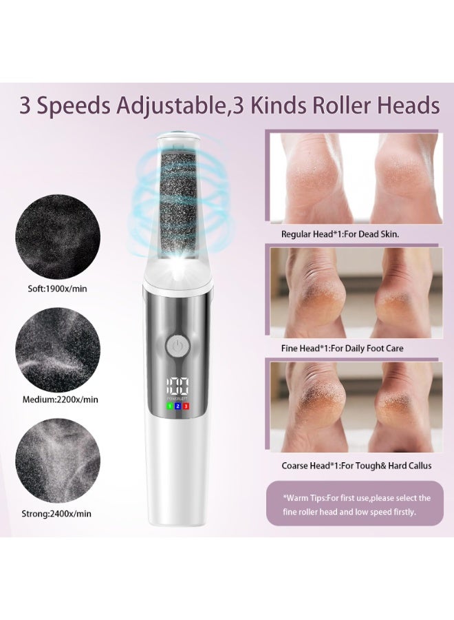 EVEREEN Electric Callus Remover for Feet, Smooth Pedicure Wand, Professional Foot Care Tool Kit, All-in-1 Callus Removal for Cracked Heels and Dead Skin, 3 Roller Heads, 3-Speed Battery Display - Image 4