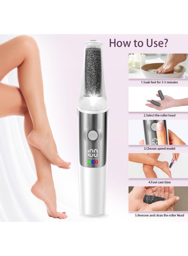 EVEREEN Electric Callus Remover for Feet, Smooth Pedicure Wand, Professional Foot Care Tool Kit, All-in-1 Callus Removal for Cracked Heels and Dead Skin, 3 Roller Heads, 3-Speed Battery Display - Image 5