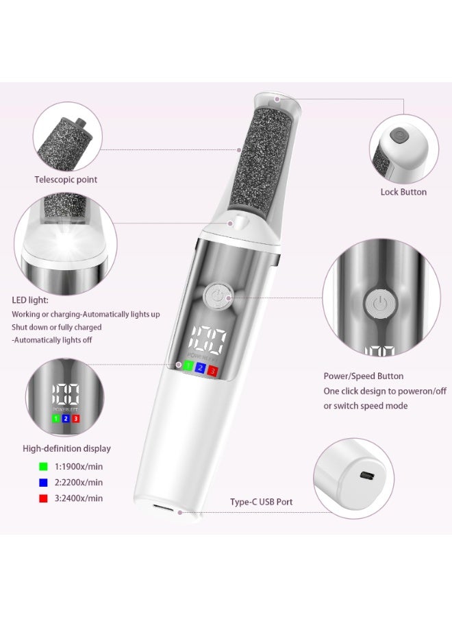 EVEREEN Electric Callus Remover for Feet, Smooth Pedicure Wand, Professional Foot Care Tool Kit, All-in-1 Callus Removal for Cracked Heels and Dead Skin, 3 Roller Heads, 3-Speed Battery Display - Image 2