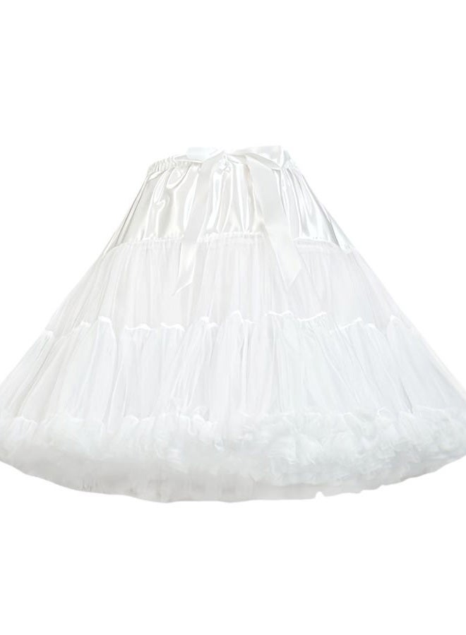 baotongle White Women's Petticoat Skirts Tulle Underskirts Puffy Chiffon Half Slips Fluffy Ballet Dress for Women, Ivory, One size Short - Image 1