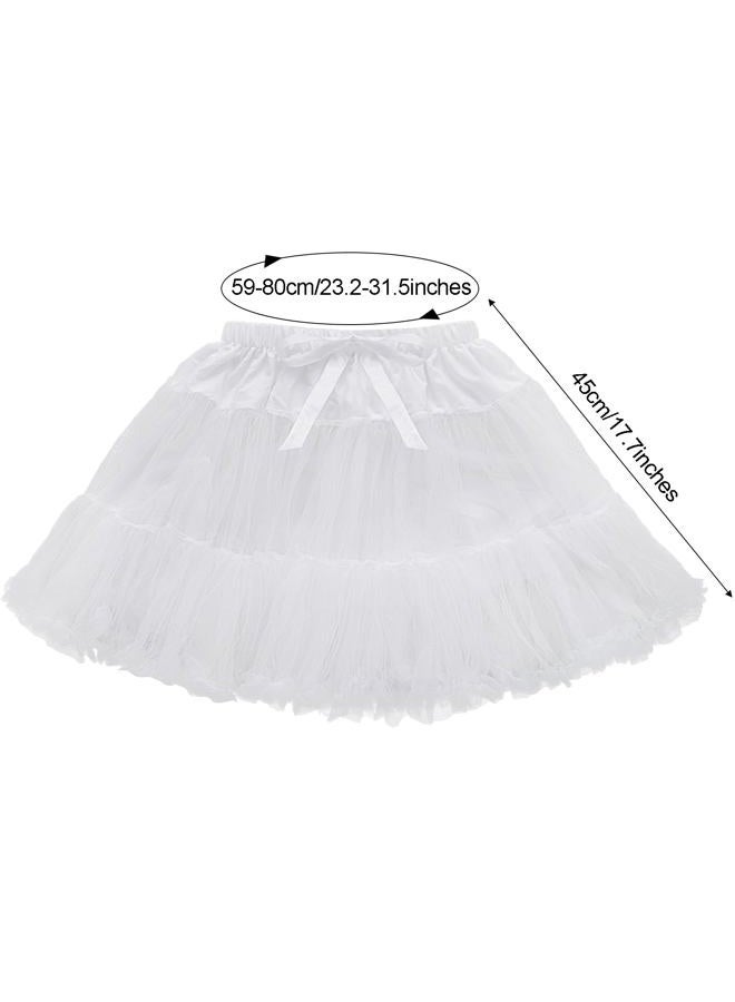 baotongle White Women's Petticoat Skirts Tulle Underskirts Puffy Chiffon Half Slips Fluffy Ballet Dress for Women, Ivory, One size Short - Image 4