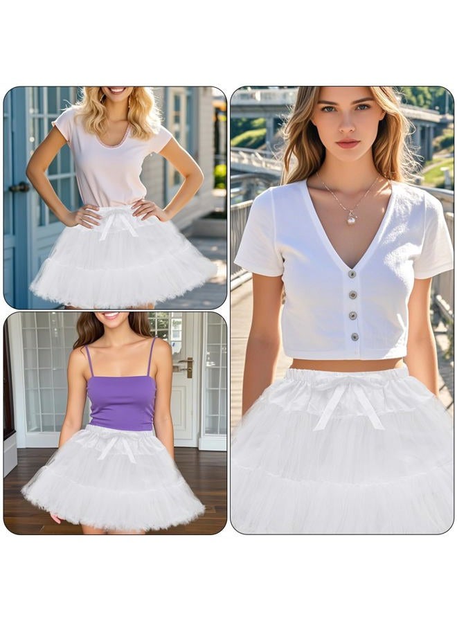 baotongle White Women's Petticoat Skirts Tulle Underskirts Puffy Chiffon Half Slips Fluffy Ballet Dress for Women, Ivory, One size Short - Image 5