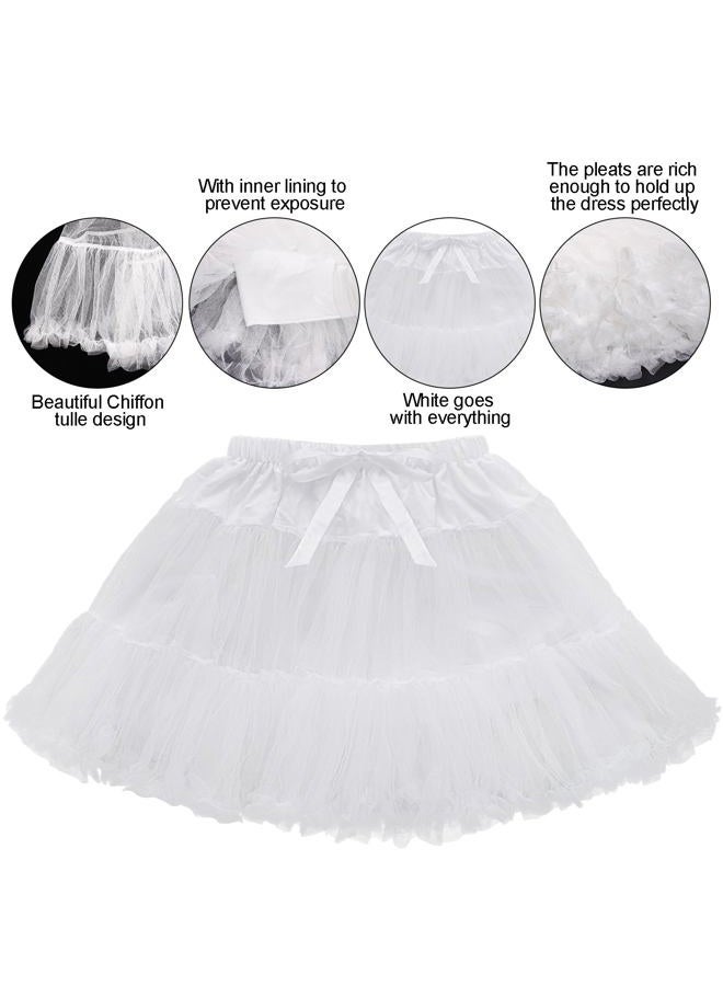 baotongle White Women's Petticoat Skirts Tulle Underskirts Puffy Chiffon Half Slips Fluffy Ballet Dress for Women, Ivory, One size Short - Image 3