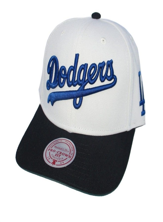 Mitchell & Ness MLB Off Word Pro Snapback Adjustable Hat Cap - Off White (US, Alpha, One Size, Off White, Los Angeles Dodgers) - Image 1