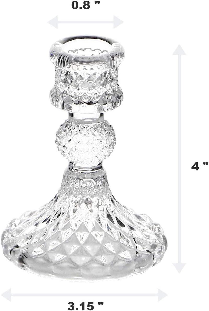 N.C Globally engineered build Taper Candle Holders Set of 2, Clear Glass Candlestick Holder Fit 0.8 Ih Candles, 4 Ih Tall Crystal Decorative Candle Stand Centerpiece for Table Wedding Dinning Party Wide use selected material - Image 5