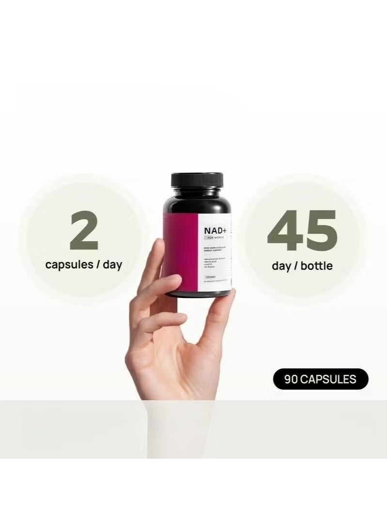 NAD+ Supplement for Women - NMN Alternative with β-NAD+, Trans-Resveratrol, CoQ10, D-Ribose - Promotes Cellular Renewal, Energy, and Radiant Skin Health - 90 Capsules - Image 4