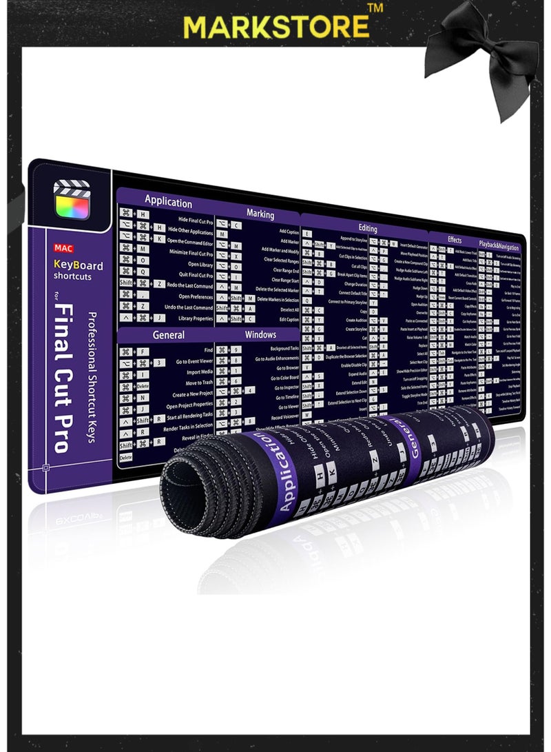 مارك ستور لوحة ماوس كبيرة XL، لوحة ماوس اختصارات المكتب، لوحة ماوس كمبيوتر ممتدة/سجادة مكتب مع حواف مخيطة لمفاتيح الاختصار النهائية (900 × 300 مم) - Image 1