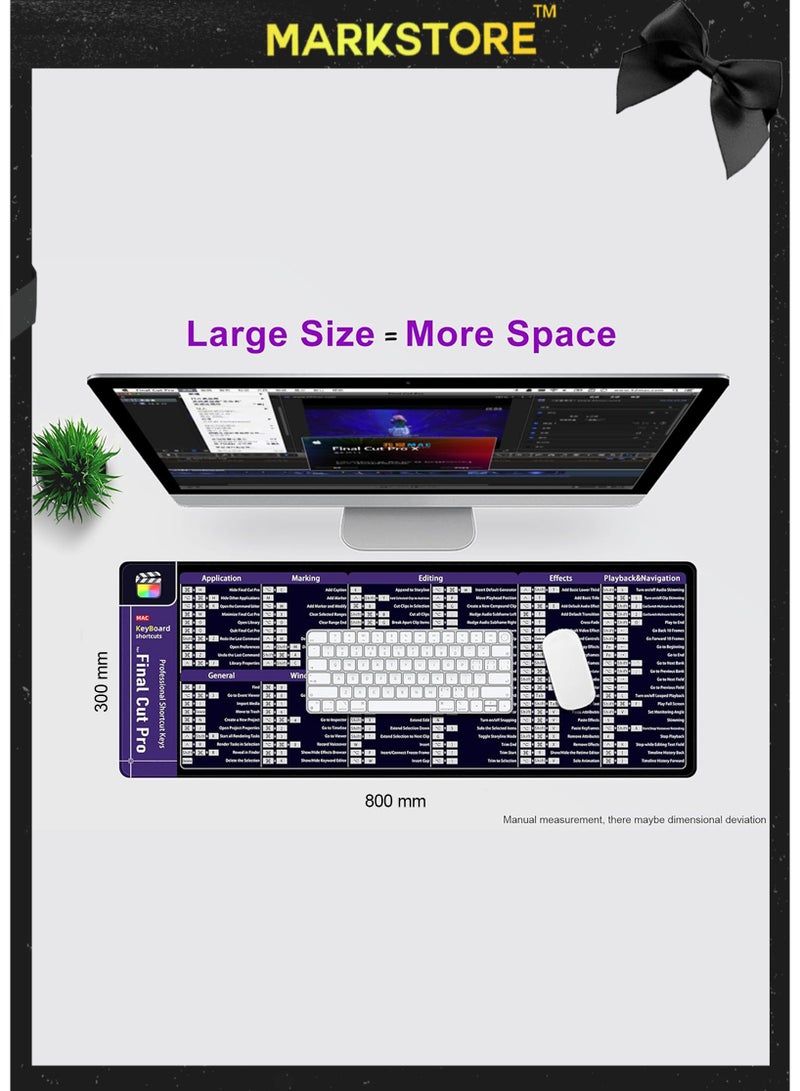 مارك ستور لوحة ماوس كبيرة XL، لوحة ماوس اختصارات المكتب، لوحة ماوس كمبيوتر ممتدة/سجادة مكتب مع حواف مخيطة لمفاتيح الاختصار النهائية (900 × 300 مم) - Image 3