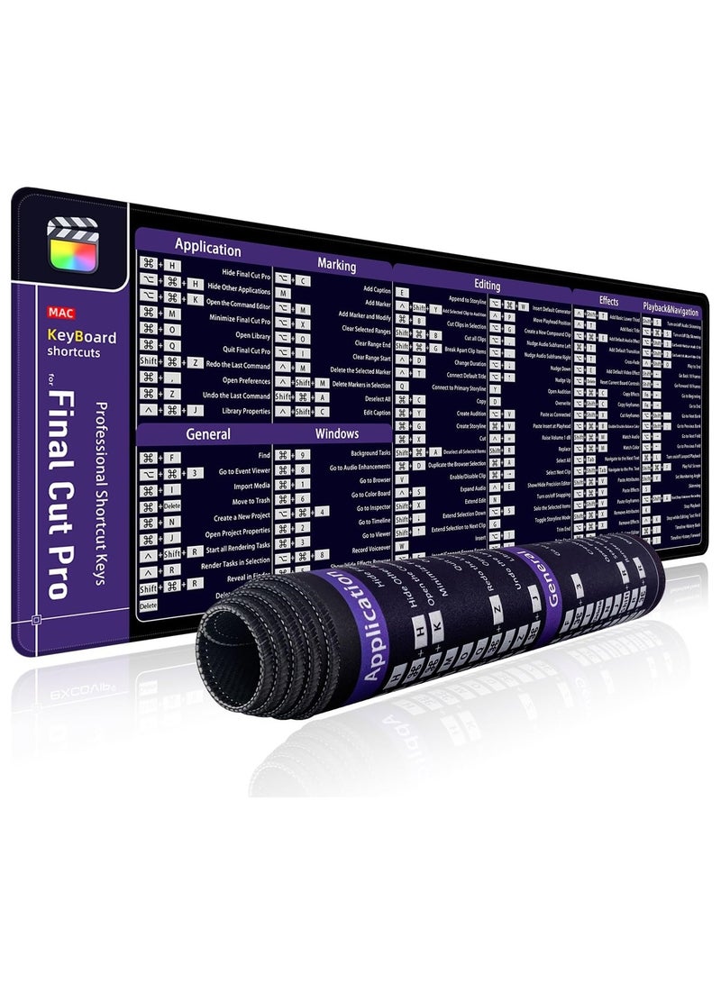 MARK STORE Large Mouse Pad XL, Office Shortcut Mouse Pad, Extended Computer Mouse Pad/Desk Mat with Stitched Edges for Final Shortcut Keys (800x300mm)  - Image 1