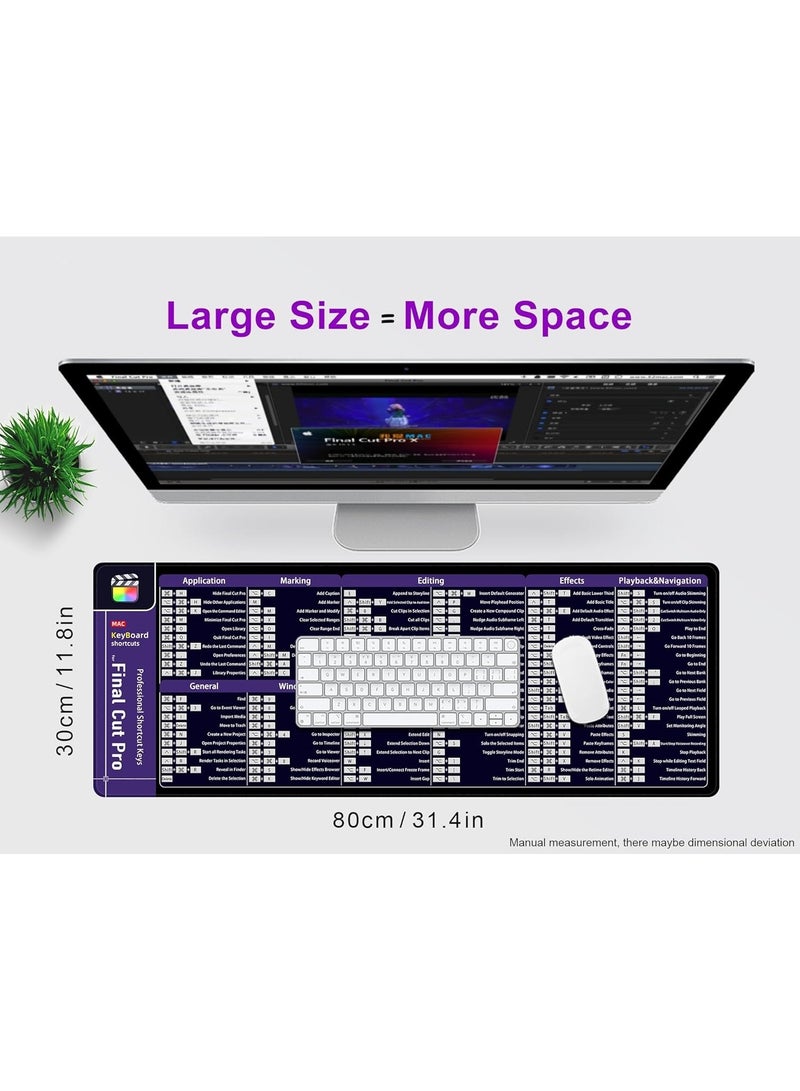MARK STORE Large Mouse Pad XL, Office Shortcut Mouse Pad, Extended Computer Mouse Pad/Desk Mat with Stitched Edges for Final Shortcut Keys (800x300mm)  - Image 2