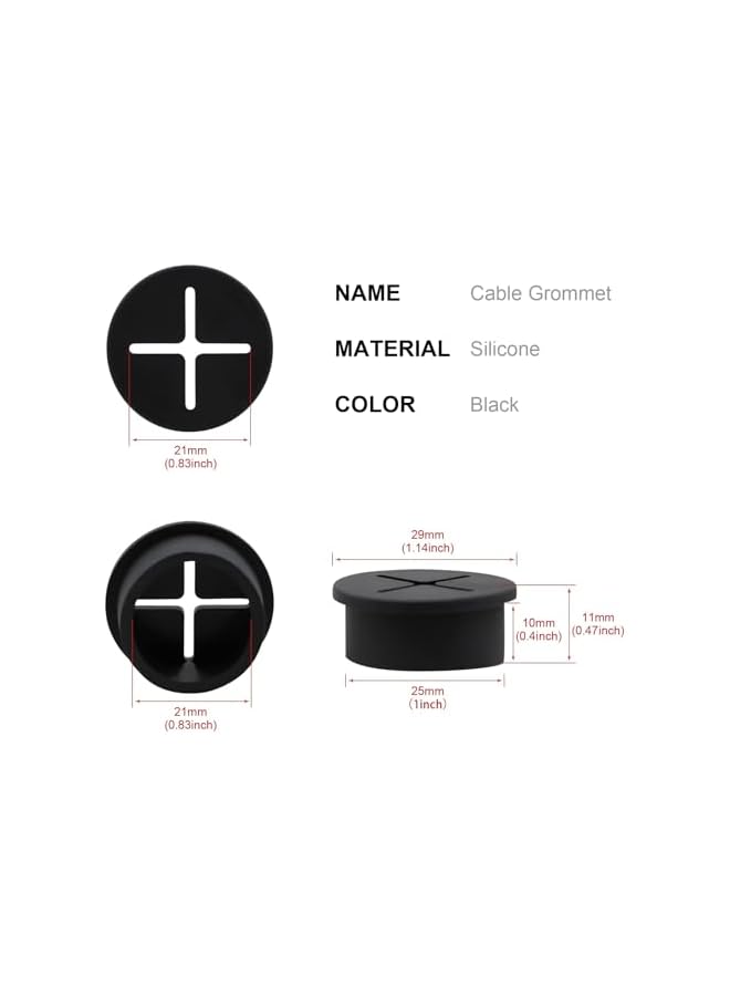 PROMASS promass Cable Cord Grommet 1 Inch Flexible Wire Rubber Grommets for Desk and Other Furnitures Wire Hole Cover Cable Management Wire Organizer Cable Pass Through(12 Pack)  - Image 2