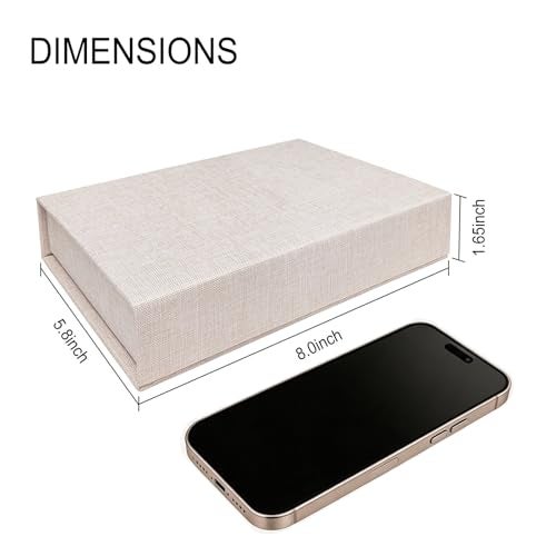 Sprsthai 5x7" Archival Photo Storage Box with Lid – Stackable Memory Keepsake Organizer for Photos, Certificates, Jewelry & Scrapbooking Supplies, Photo Cases and Postcard Keeper Storage Container Box Beige - Image 3