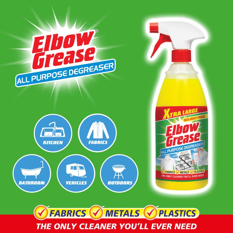 Elbow Grease All Purpose Degreaser Spray â€“ Extra Large (1 Litre) | Removes Grease & Oil from Kitchens & Bathroom Surfaces, Outdoor, Vehicles & Fabrics - Image 2