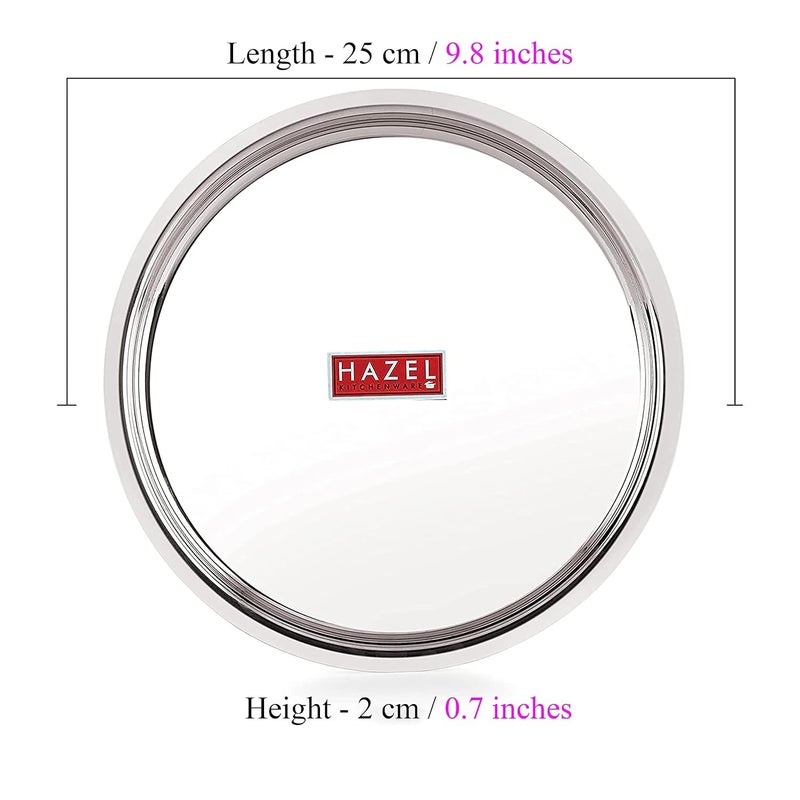 Hazel طقم أطباق هازيل من الفولاذ المقاوم للصدأ | طقم طهى بلمسة مرآة 25 سم من الفولاذ المقاوم للصدأ | طقم أطباق للفطور والغداء، مجموعة من 6 - Image 4