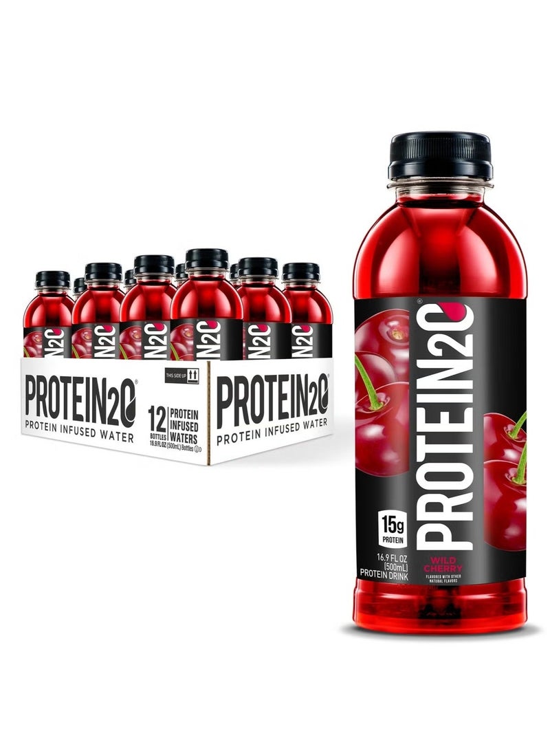 PROTEIN20 Protein2o Infused Water Wild Cherry 500ml – Pack of 12 - Image 1