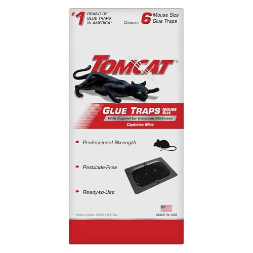 TOMCAT فخاخ لاصقة من تومكات بحجم الفأر مع يوجينول لزيادة الالتصاق للفئران والصراصير والعناكب، 6 فخاخ - Image 1