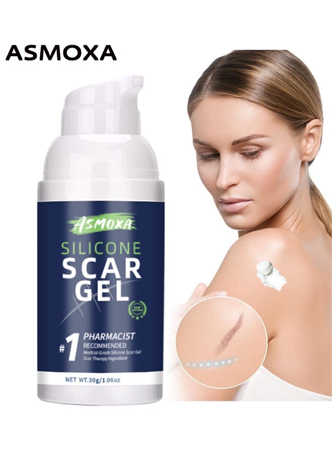 أسموكسا جل سيليكون متقدم لإزالة الندوب جل طبي للندوب للندوب الجراحية وحب الشباب وندبة القيصرية وجراحة شد البطن وعلامات التمدد والحروق للوجه يشفى وينعم ويجدد ويرطب البشرة جل إصلاح لجميع أنواع البشرة 30 جرام - Image 1