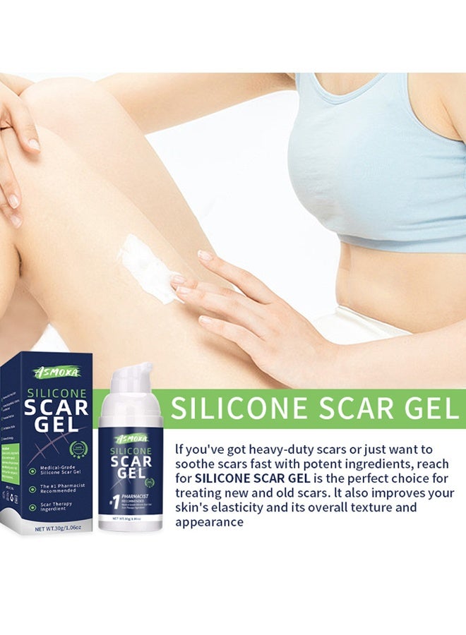 أسموكسا جل سيليكون متقدم لإزالة الندوب جل طبي للندوب للندوب الجراحية وحب الشباب وندبة القيصرية وجراحة شد البطن وعلامات التمدد والحروق للوجه يشفى وينعم ويجدد ويرطب البشرة جل إصلاح لجميع أنواع البشرة 30 جرام - Image 2