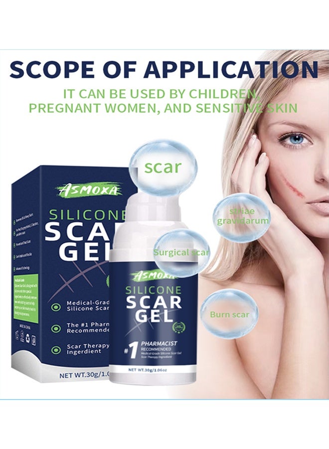 أسموكسا جل سيليكون متقدم لإزالة الندوب جل طبي للندوب للندوب الجراحية وحب الشباب وندبة القيصرية وجراحة شد البطن وعلامات التمدد والحروق للوجه يشفى وينعم ويجدد ويرطب البشرة جل إصلاح لجميع أنواع البشرة 30 جرام - Image 4
