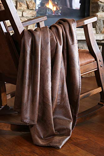 Carstens, INC Wyoming Faux Leather Throw Blanket, Brown - Image 2