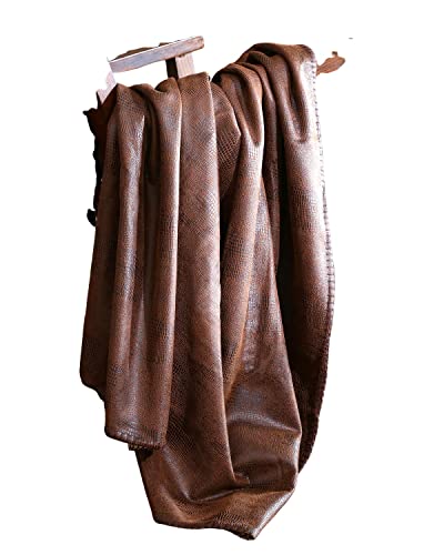 Carstens, INC Wyoming Faux Leather Throw Blanket, Brown - Image 5
