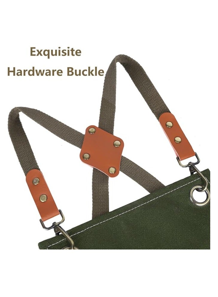 AL RAID Chef Apron Waterproof  for Women and Men,Cotton Canvas Apron with Adjustable Straps and Large Pockets, for Kitchen Cooking Baking Hairstylist Woodworking Welding Carpenter Work Bib Painting Gardening Apron Green - Image 2